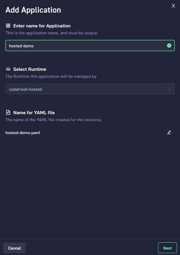 Adding the application